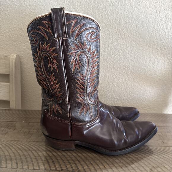 Vintage Exotic Nocona Men\'s Cowboy Boots Size 14 E Made In USA Brown Rare main image 10